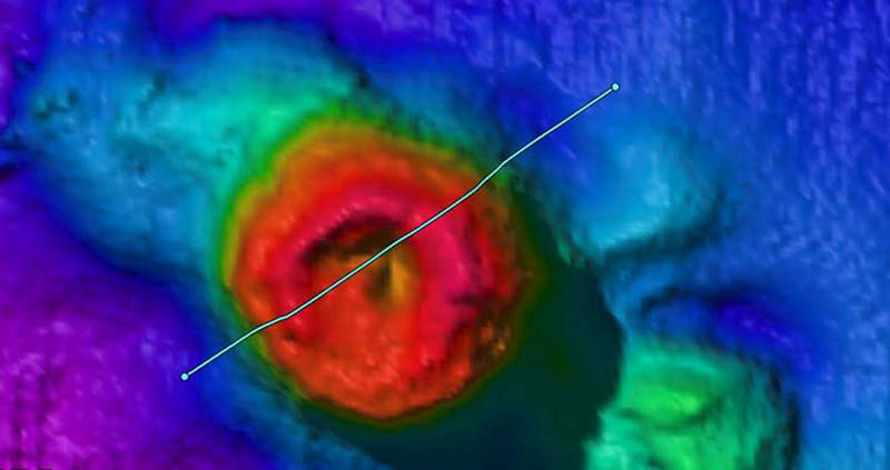 This feature is likely a knoll, which is an underwater mountain.