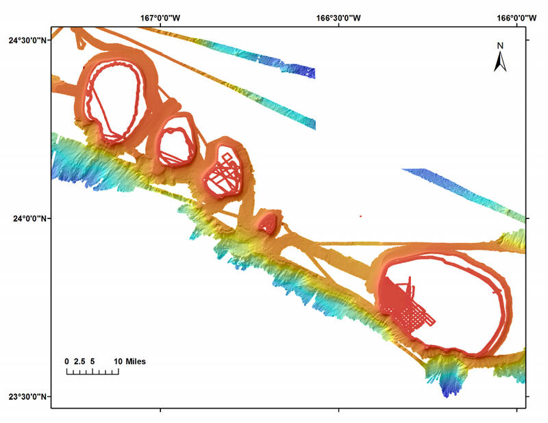 Donut cruise mapping around St Rogatien Banks and French Frigate Shoals.