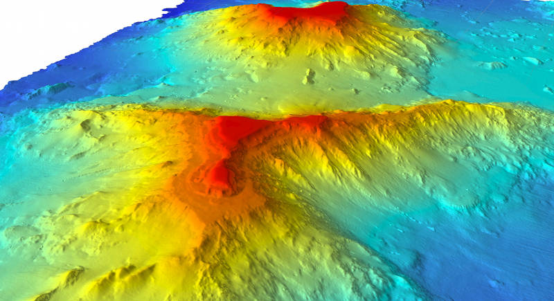 Academician Berg and Turnif seamounts in the northernmost extent of PMNM.  Both are Hawaiian in origin with typical flat tops created when they were at the surface thousands of years ago.