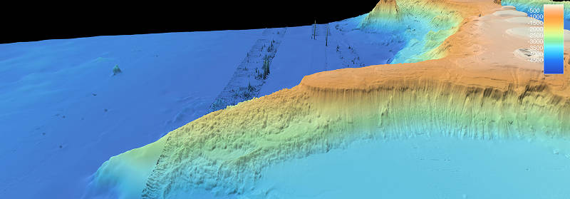 Volcanic rift zone ridge of St. Rogatien, one of our previous dives and a very dramatic example of the types of locations we are targeting on this mission. 