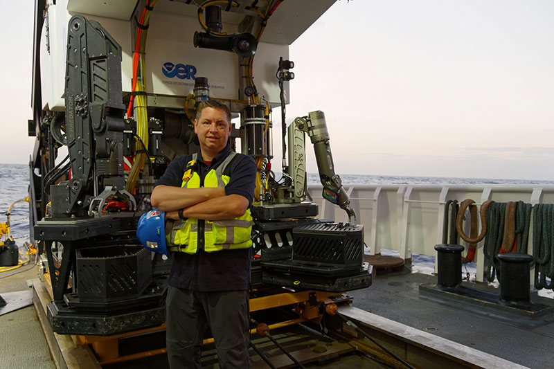 Ed McNichol with the Deep Discoverer remotely operated vehicle.