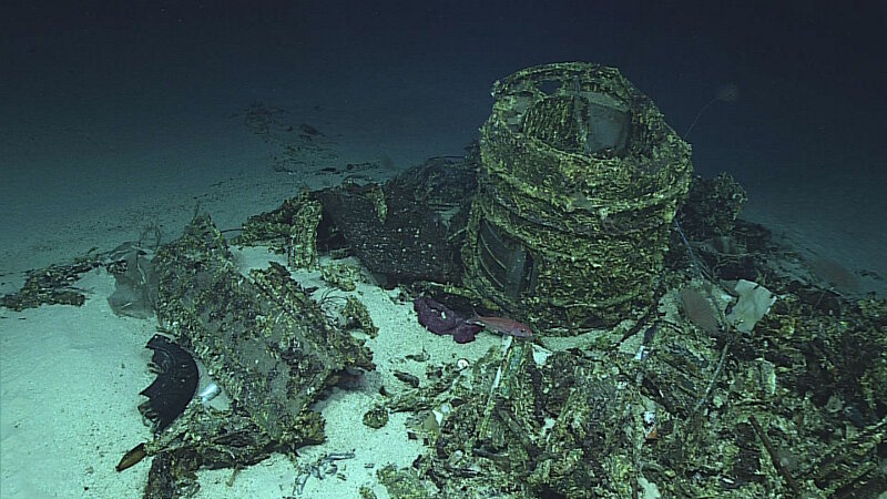 The forward gun turret, located some distance from the wing, is evidence that the aircraft broke apart. A panel of dials found in the wreckage is part of the flight engineer’s station, indicating this section of wreckage is a part of the B-29s forward section.