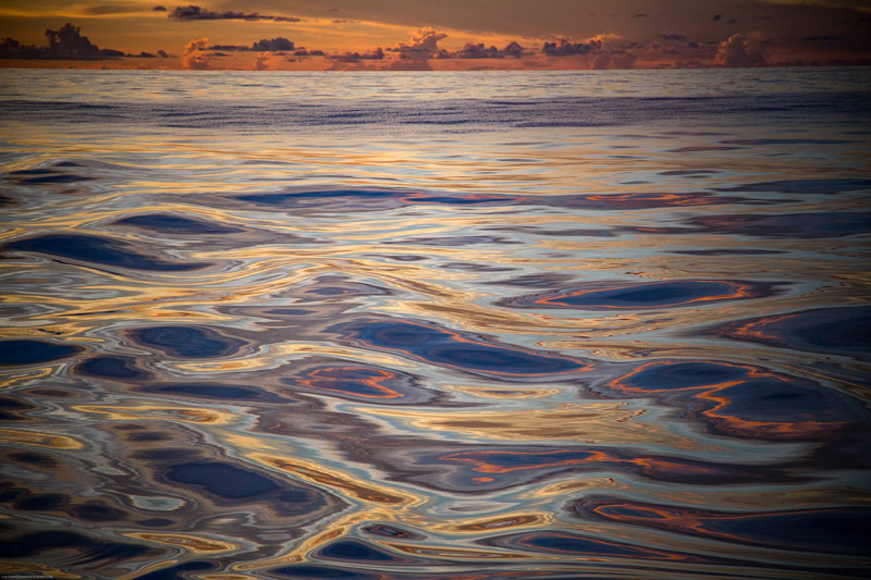 The water is so calm, it is hard to believe that the nearest land is more than 400 nautical miles away; it looks more like a painting than reality.