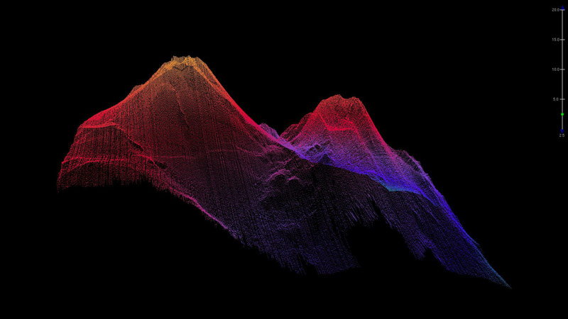 A point cloud of multibeam sonar soundings.