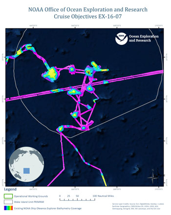 Map of operational working grounds for the expedition.