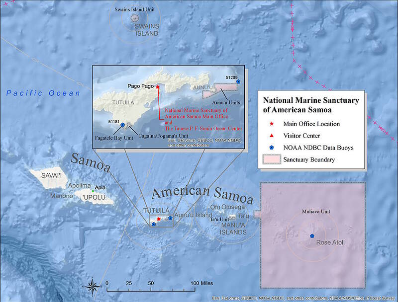 National Marine Sanctuary of American Samoa is comprised of six protected areas, covering 13,581 square miles.