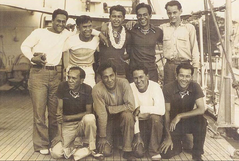 Graduates and students of Kamehameha School onboard the Itasca, 4th expedition, January 1936.