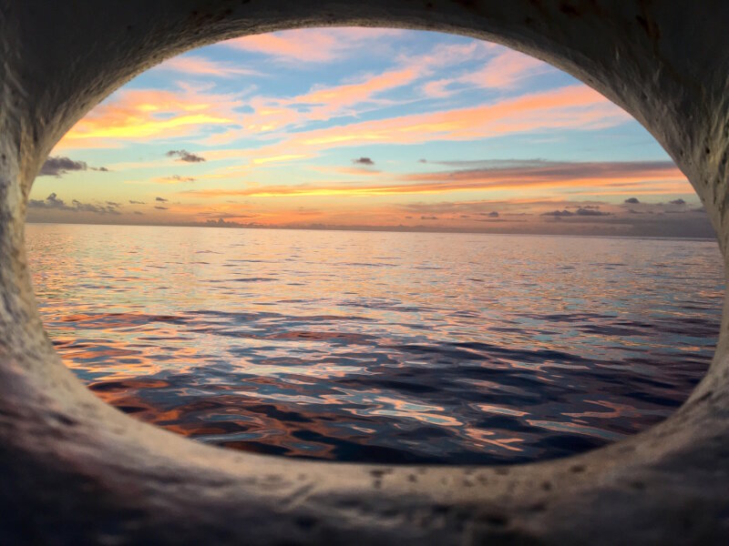 The last sunset during the Mountains in the Deep: Exploring the Central Pacific Basin expedition aboard NOAA Ship Okeanos Explorer.