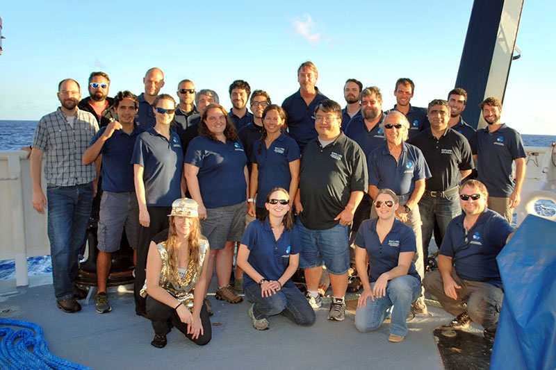 The shipboard mission team of the 2017 Laulima O Ka Moana: Exploring Deep Monument Waters Around Johnston Atoll expedition.