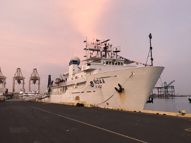 NOAA Ship Okeanos Explorer docked at University of Hawaii Marine Center - Pier 35.