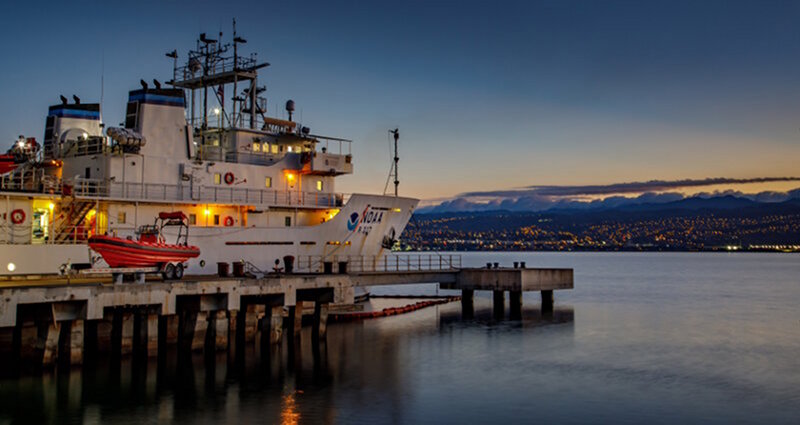 NOAA Ship Okeanos Explorer shortly before departing for the last expedition of NOAA’s Campaign to Address Pacific monument, Science, Technology, and Ocean NEeds (CAPSTONE).