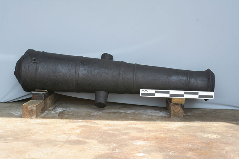 Cannon recovered by archaeologists from an early 19th century shipwreck in 4,000 feet of water in the Gulf of Mexico.