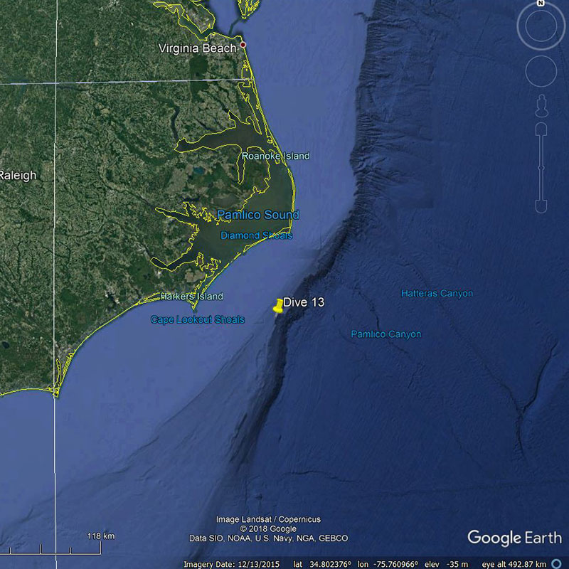 Location of NOAA Ship Okeanos Explorer on June 27, 2018.