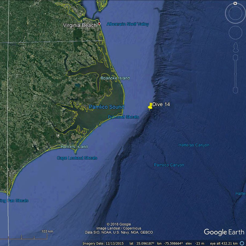 Location of NOAA Ship Okeanos Explorer on June 28, 2018.