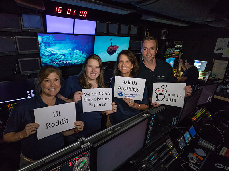 The Science Team aboard NOAA Ship Okeanos Explorer answering questions from the Reddit “Ask Me Anything” (AMA) on June 14.