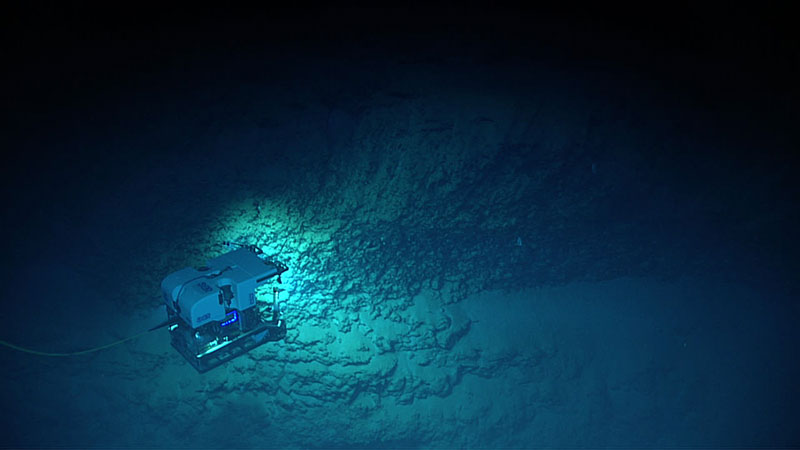 ROV Deep Discoverer exploring the geology of exposed rocks on a landslide scarp north of Vega Baja on the north shore of Puerto Rico.