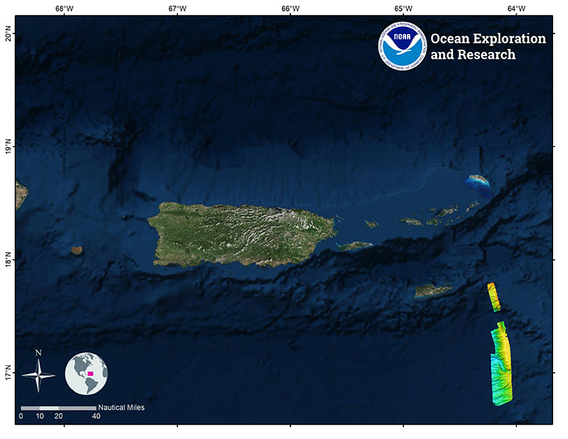 Map showing the location of mapping operations conducted on November 3, 2018. Weather did not allow the team to conduct ROV operations on this day, so the team used the time to map an area in the southern part of Saba Valley which had not been previously mapped.