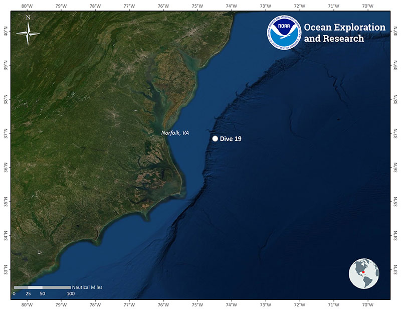 Location of Dive 19 on July 11, 2019.