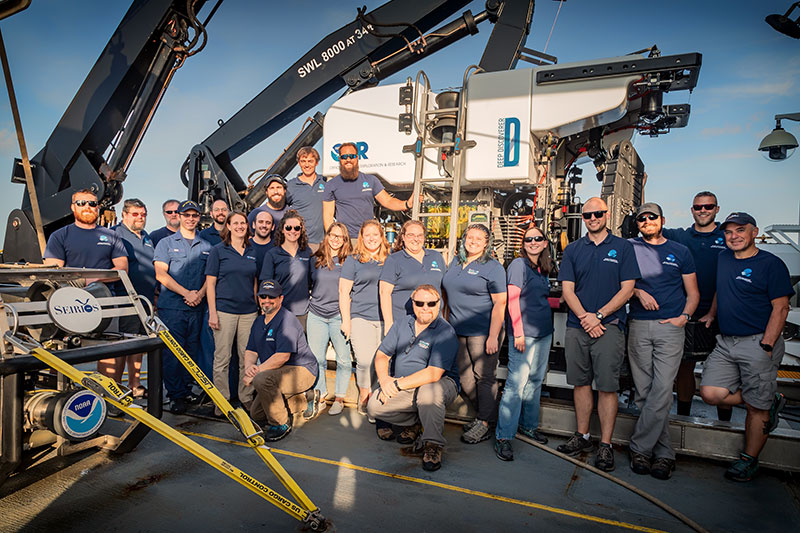 The mission team onboard NOAA Ship Okeanos Explorer for the Windows to the Deep 2019 expedition.