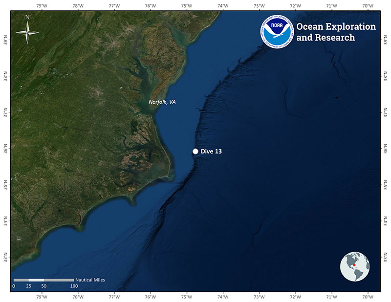 Location of Dive 13 on July 5, 2019.
