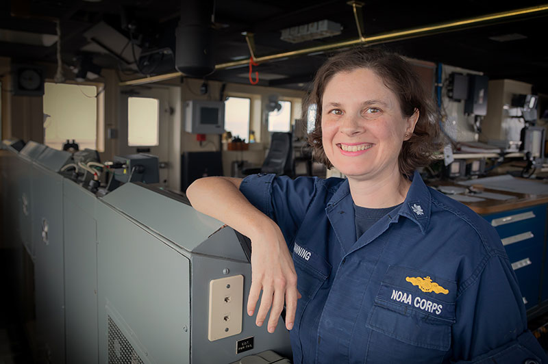 CCommander Nicole Manning, the sixth Commanding Officer of NOAA Ship Okeanos Explorer.