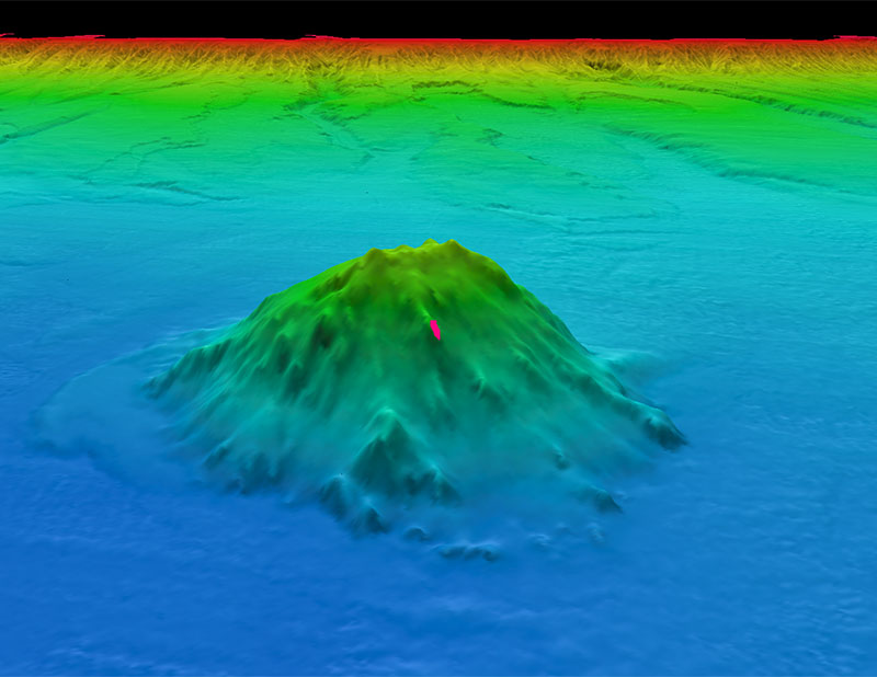 Map showing the dive track of dive 9 of the Deep Connections 2019 expedition. Scale is water depth in meters.