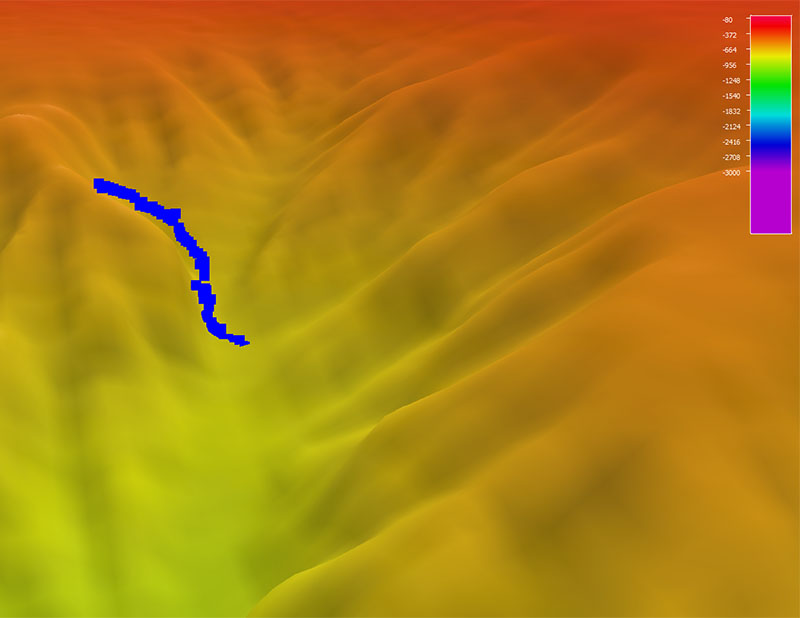 Map showing the dive track of dive 5 of the Deep Connections 2019 expedition.