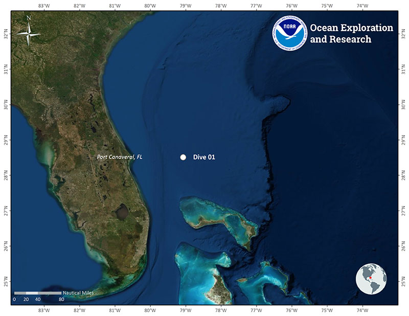 Location of Dive 01 of the 2019 Southeastern U.S. Deep-sea Exploration on November 1, 2019. 