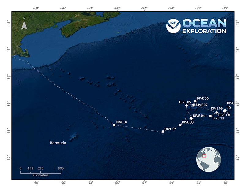 Location of Dive 11 of the 2021 North Atlantic Stepping Stones expedition on July 14, 2021.