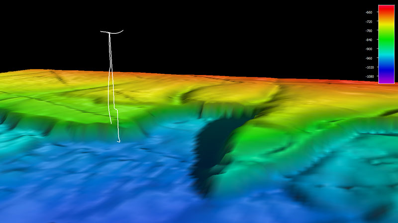 The dive track for Windows to the Deep 2021 Dive 09: Tortugas Scarp.