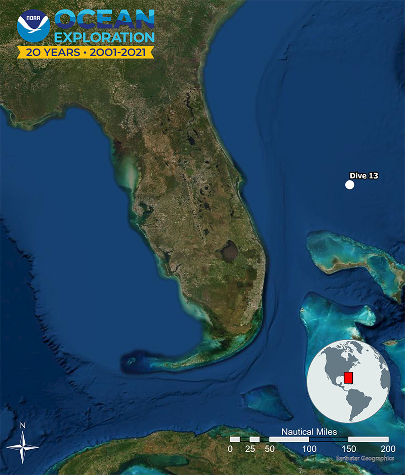 The location of Windows to the Deep 2021 Dive 13: Midwater South.