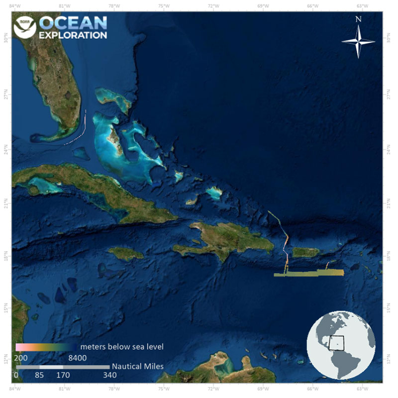 Mapping area covered during the 2022 Caribbean Mapping expedition.