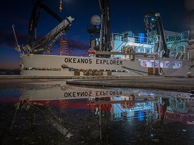 NOAA Ship Okeanos Explorer at the dock in San Francisco, California.