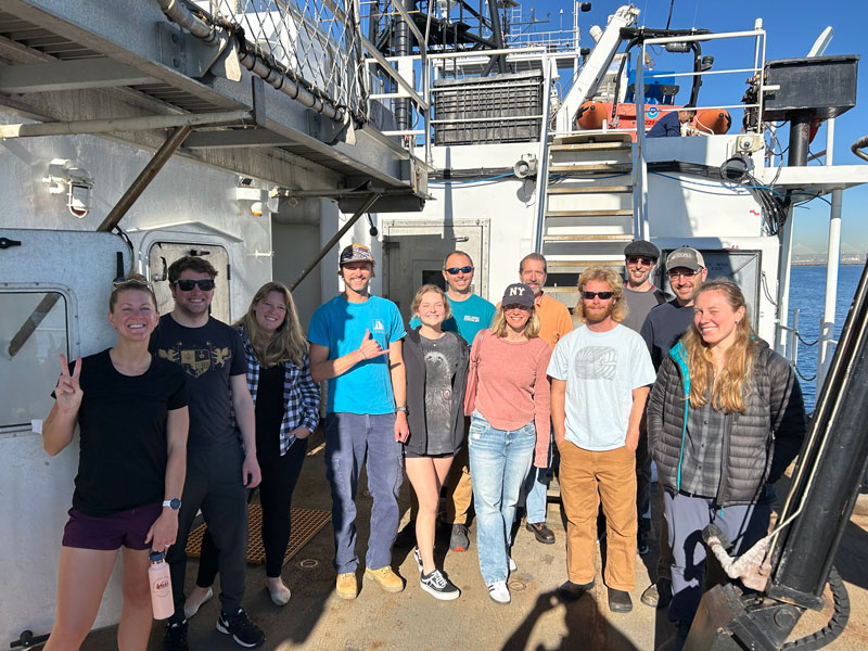 Some members of the 2023 EXPRESS: West Coast Exploration (AUV and Mapping) expedition team on NOAA Ship Okeanos Explorer.