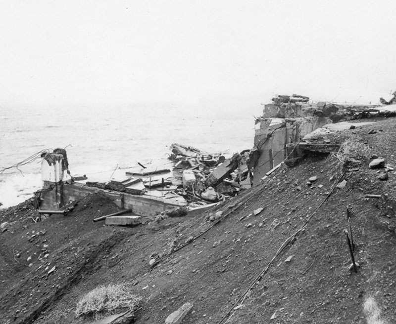 The Scotch Cap lighthouse debris following a 1964 tsunami.