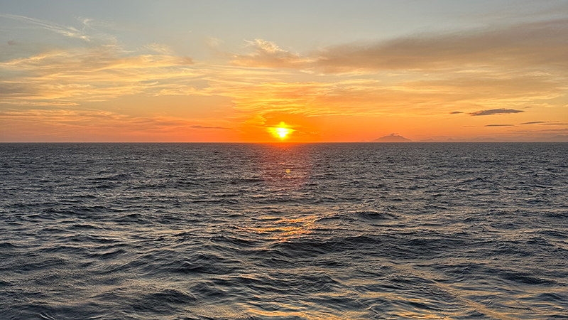 Sunset from NOAA Ship Okeanos Explorer during the Seascape Alaska 4: Gulf of Alaska Deepwater Mapping expedition.