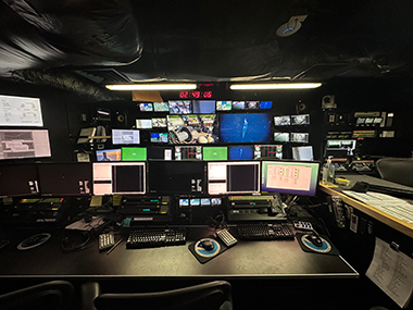 The control room of NOAA Ship <i>Okeanos Explorer</i>.