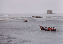 Image of canoes departure