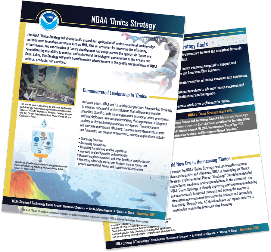 Front cover of the NOAA 'Omics Fact Sheet pdf