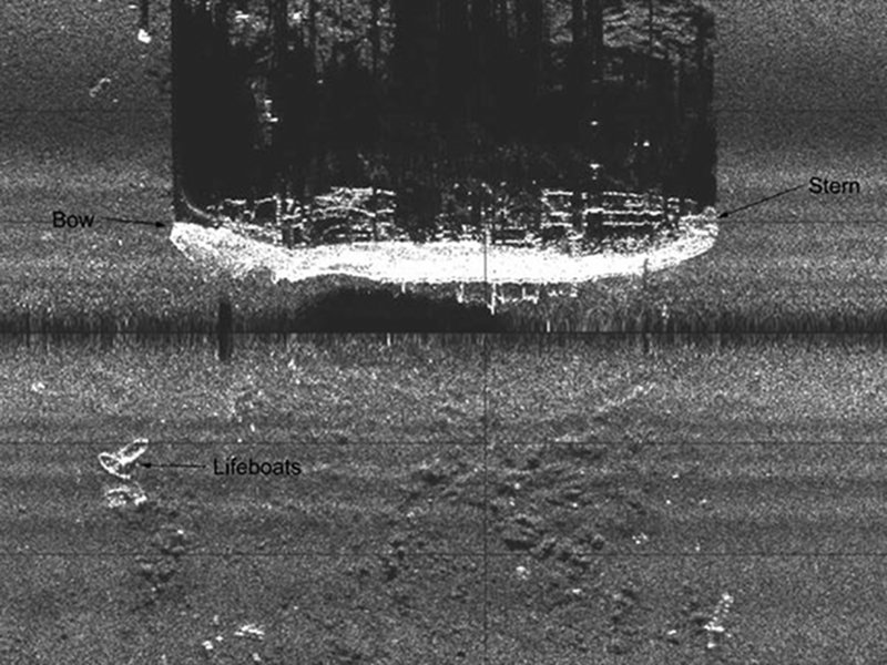 A side-scan sonar image of the passenger freighter Robert E. Lee, collected by the HUGIN 3000 AUV in 2001.