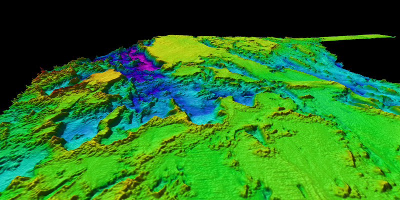 Multibeam bathymetry collected during Leg 1 of the Windows to the Deep 2019 expedition offshore the southeastern United States revealed several interesting features that were investigated via remotely operated vehicle exploration during Leg 2 of the expedition.