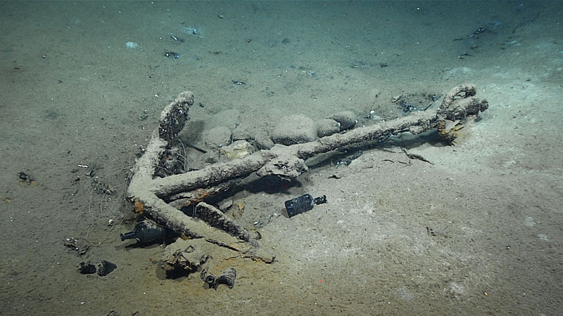 This anchor was one of two found among the remains of what is likely a 19th century whaler explored during Dive 02 of the 2022 ROV and Mapping Shakedown.